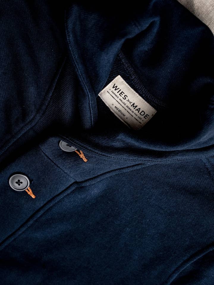 Men's Bodega Shawl Cardigan | 14oz 100% Cotton French Terry - Navy for wholesale on Faire6