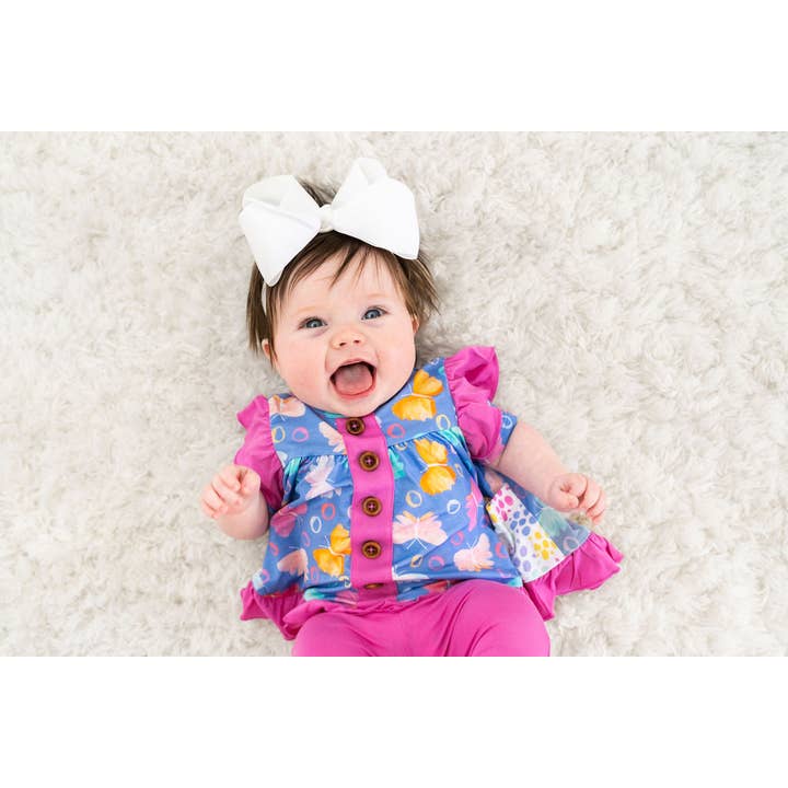 Korrie Butterflies Bamboo Short Sleeve Peplum + Legging Set for wholesale by Laree + Co.