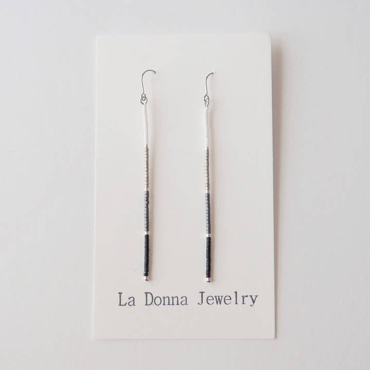 LONG Black/White Vertical Bar Earrings for wholesale by La Donna Jewelry