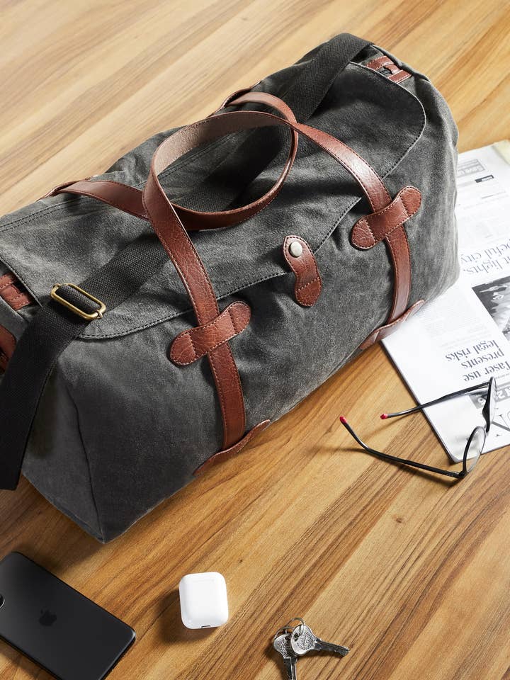 Aldrich Up-Cycled Canvas Duffle Weekender Bag for wholesale by Mona B.