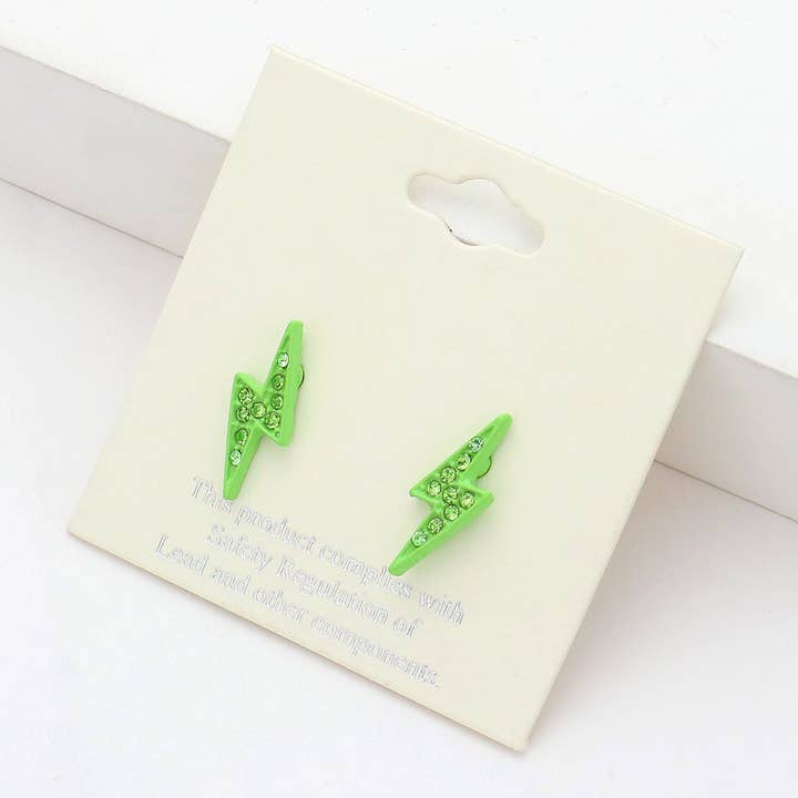 Sensibling Corp. - Wholesale Stud/Post Earrings - Crystal Paved Lightning Stud Earrings