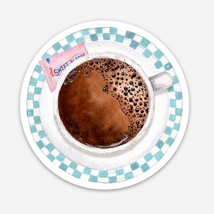 Diner Coffee on a Saucer Breakfast Sticker for wholesale by Cami Monet