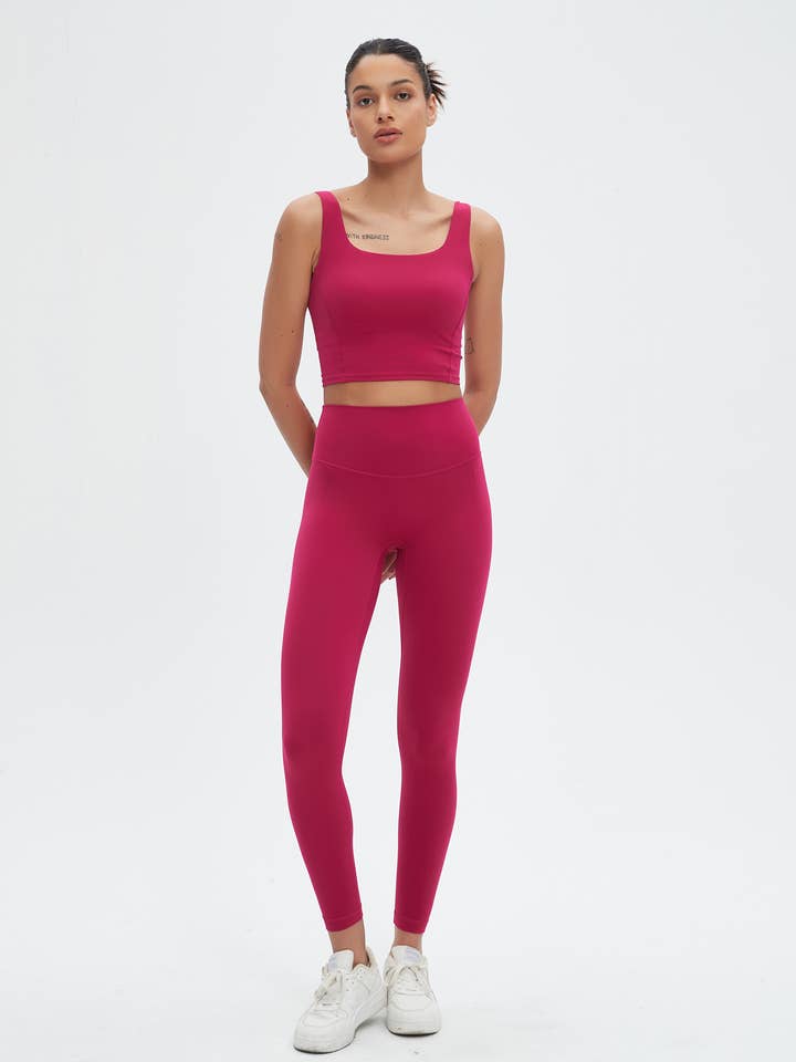 91thelabel - Wholesale Activewear Set - Women's - Grace U-Neck Molded Cup Tank & Leggings Activewear Set