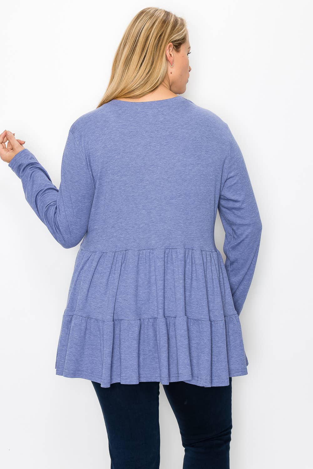 Urban Fem - Venta al por mayor Túnica - Mujer - Blusa de punto BabyDoll con volantes de manga larga para mujer de talla grande11