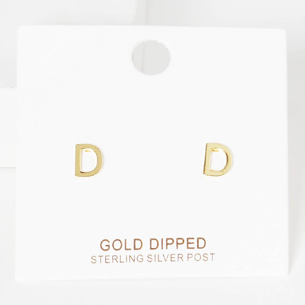 Sensibling Corp. - Wholesale Stud/Post Earrings - Gold Dipped Metal Initial Monogram Stud Earrings77