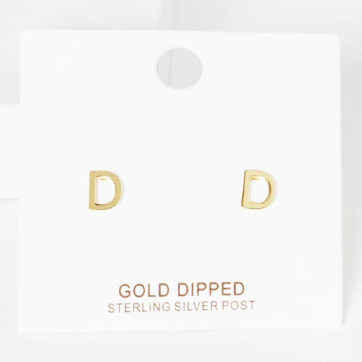 Sensibling Corp. - Wholesale Stud/Post Earrings - Gold Dipped Metal Initial Monogram Stud Earrings77
