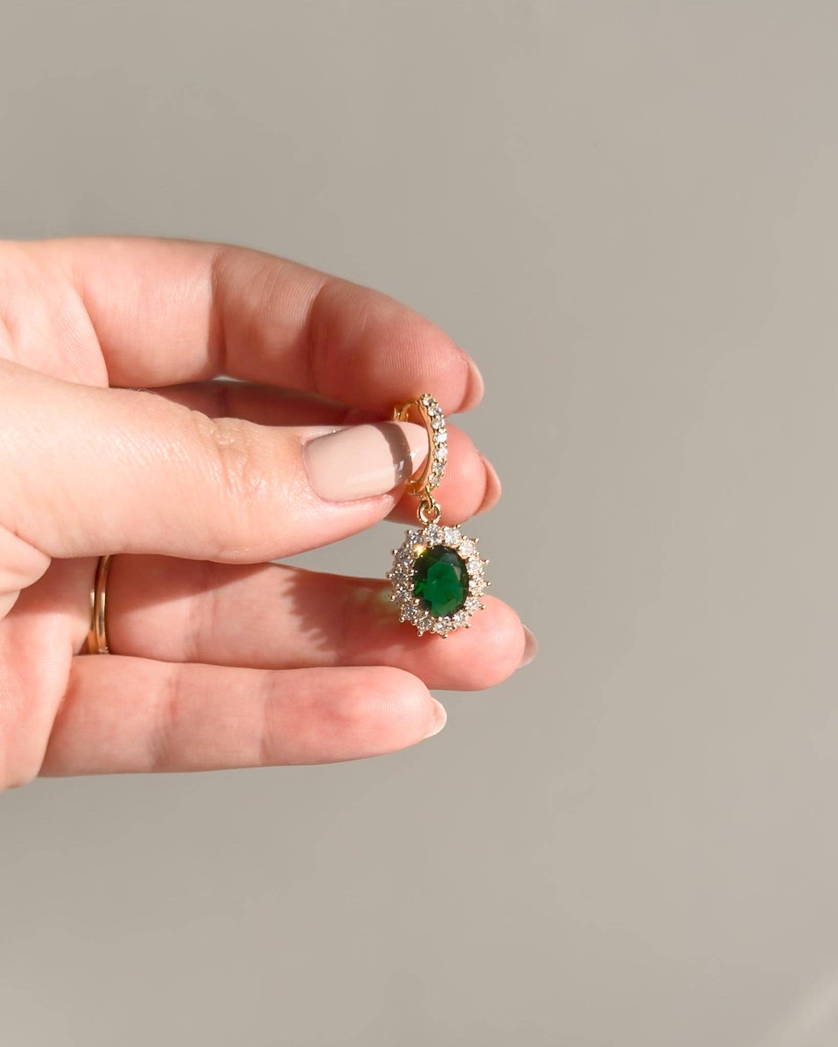 Clay & Fern Co. - Wholesale Huggie Earrings - Emerald Huggies2