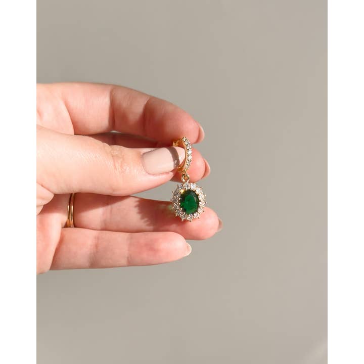 Clay & Fern Co. - Wholesale Huggie Earrings - Emerald Huggies2