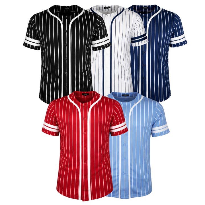 Men's Pinstripe Baseball Jersey Tee for wholesale by Galaxy By Harvic