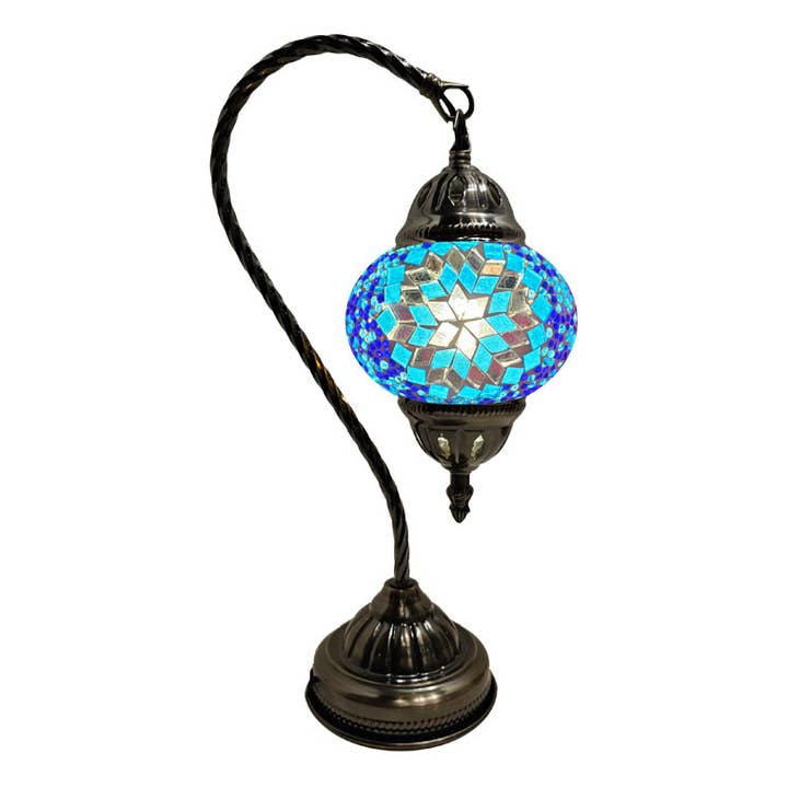 Hanging Mosaic Desk Lamp - Large glass mosaic star in white for wholesale by Access by Mediterranean Concepts