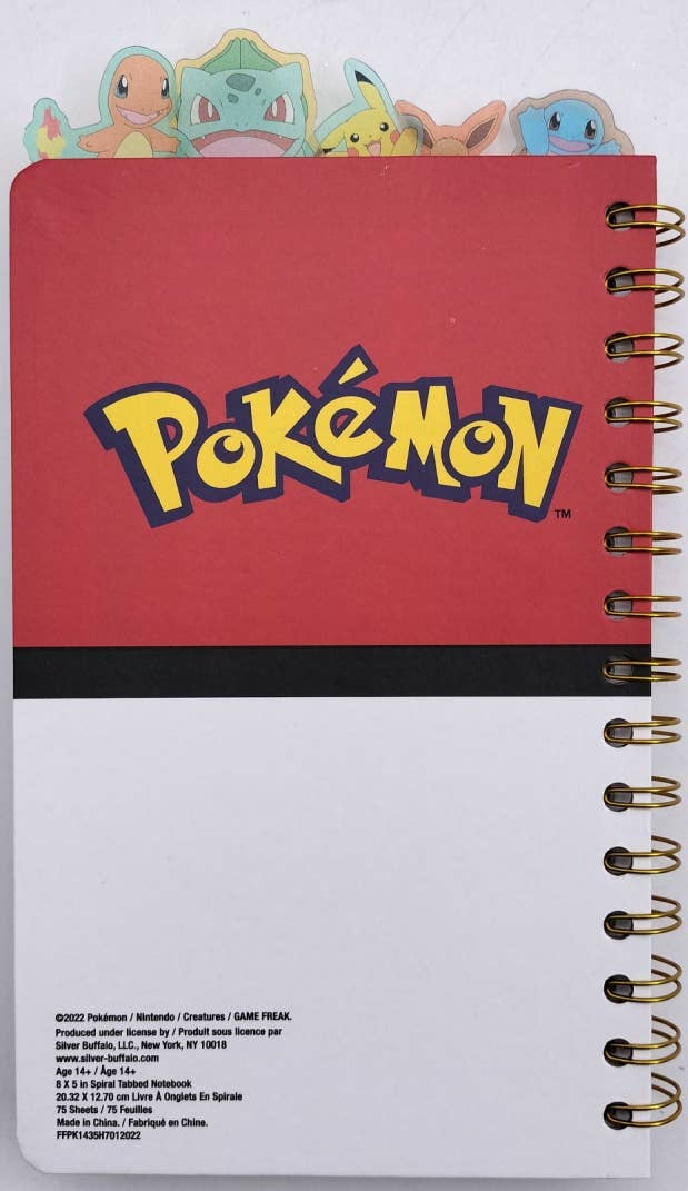 Silver Buffalo - Wholesale Notebook - Pokemon Pokeball Starters 8" x 5" Spiral Tabbed Notebook3