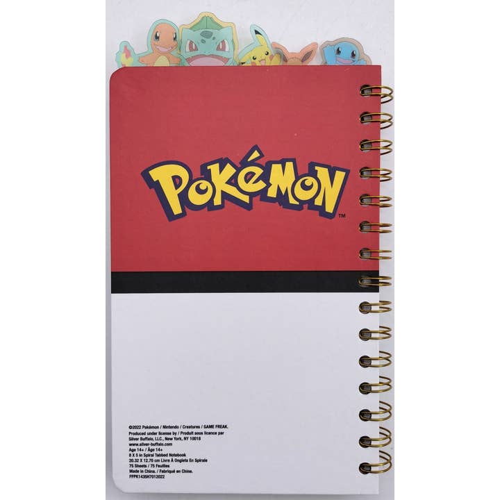 Silver Buffalo - Wholesale Notebook - Pokemon Pokeball Starters 8" x 5" Spiral Tabbed Notebook3