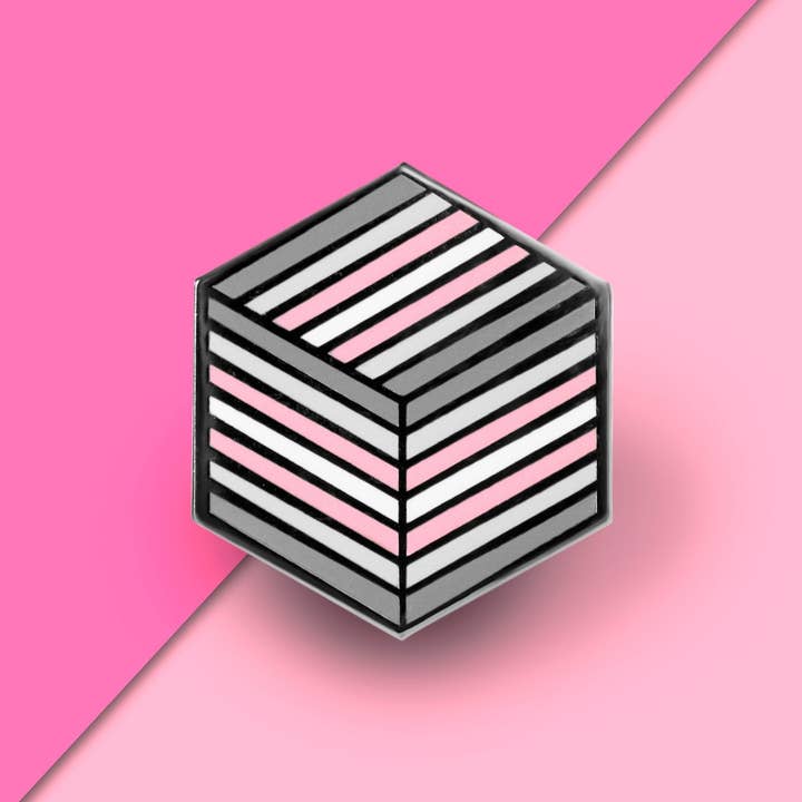 Proud Zebra - Wholesale Lapel Pin/Button - Demigirl Flag - Flag Cube Pin