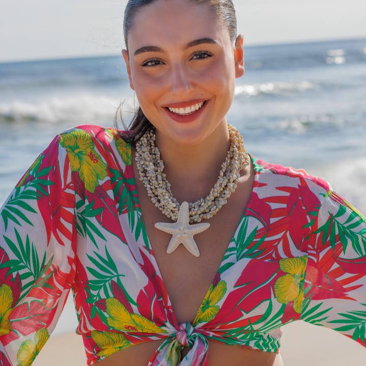 Bijoux Envie Statement Jewelry - Wholesale Pendant/Charm Necklace - Starfish Necklace | Seashell Necklace | Beach Necklace | Tan
