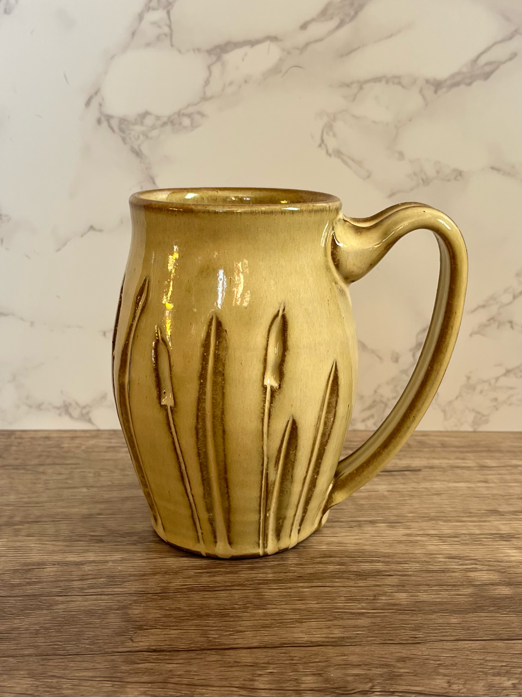 Uphill Pottery - Wholesale Coffee Mug - Cattail Mug - Curvy1