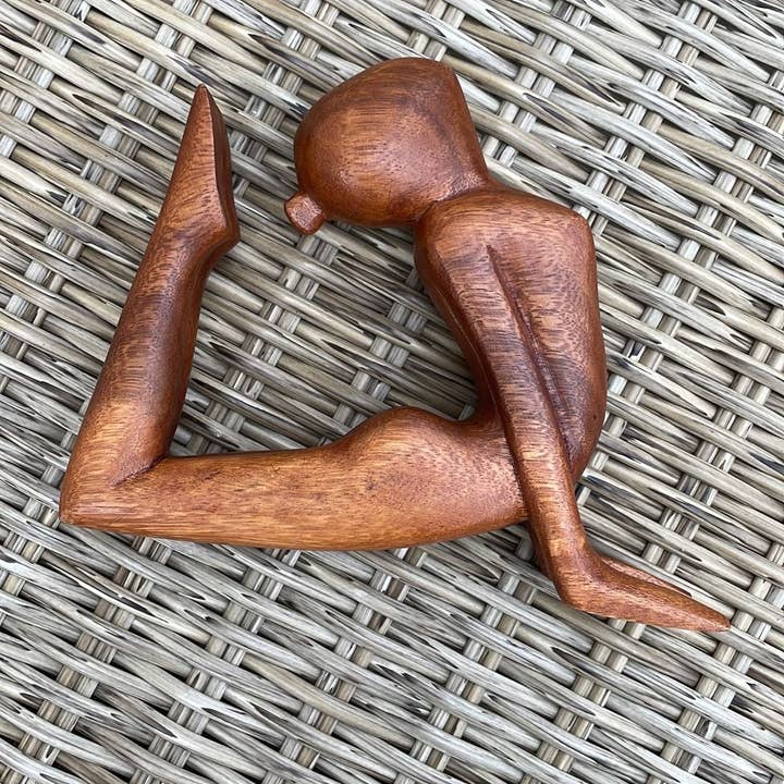 Ubud Glass - Wholesale Sculpture - Hand-Carved Wooden Yoga Poses Art - Serene and Spiritual Home Decor16