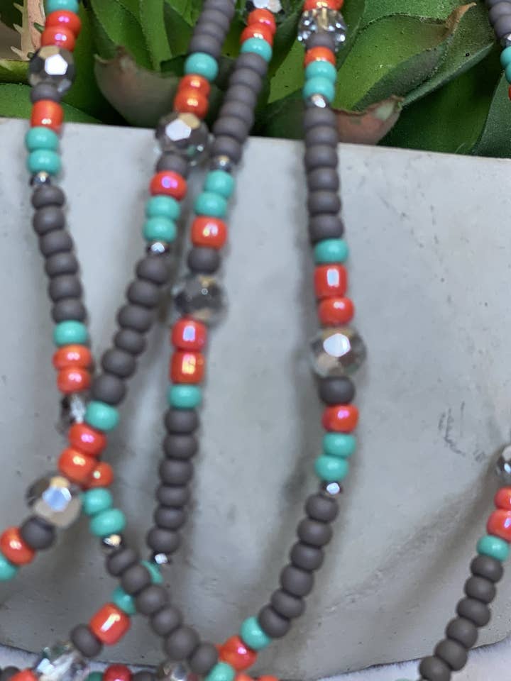 Hear her Roar One 2strand tie on Waistbeads. for wholesale by Letrice Custom Creations LLC