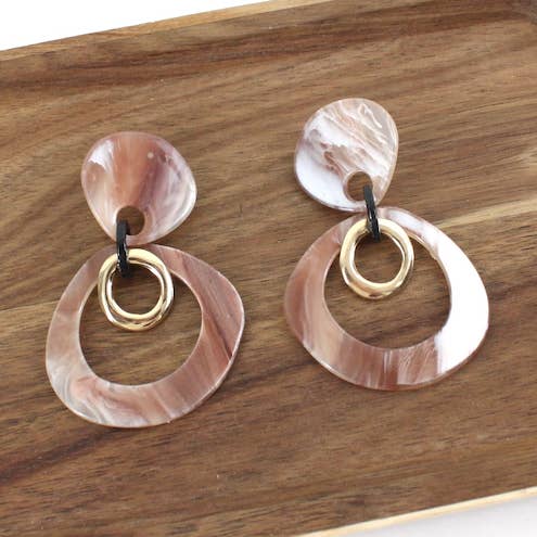 E25150 Gold Accent Polyresin Geo Ring Drop Earrings for wholesale by Pretty Persuasions