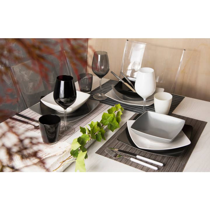 multicolour Set of 8 White and Black Glasses/Goblets for wholesale on Faire1