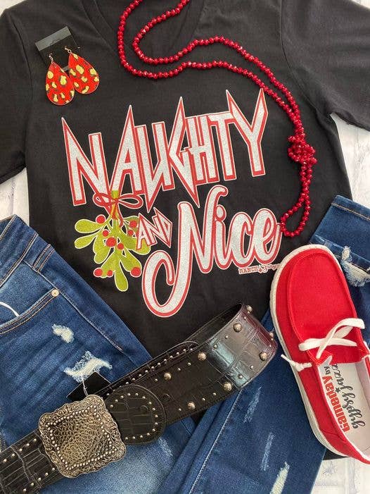 Naughty and Nice Graphic T-Shirt for wholesale by Ranch Swag