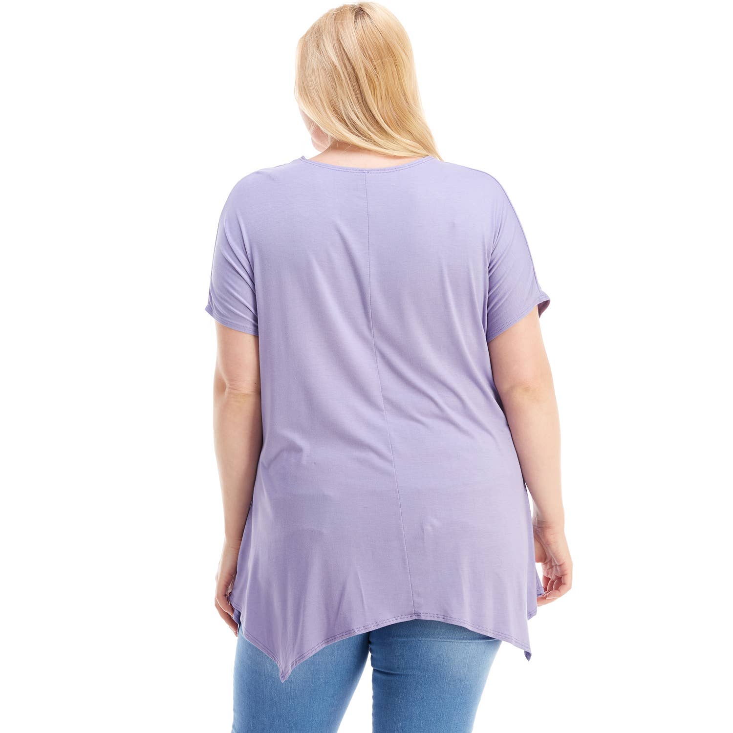 Azules Clothing - Wholesale Tunic - Women's - ATP-2307RSX Plus Size Asymmetric Short Sleeve Tunic3