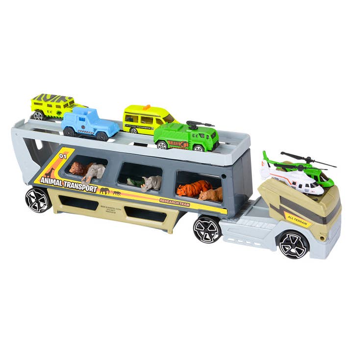 The Toy Network - Wholesale Toy Set - Kids - (T) CAR TRANSPORTER WITH ANIMALS