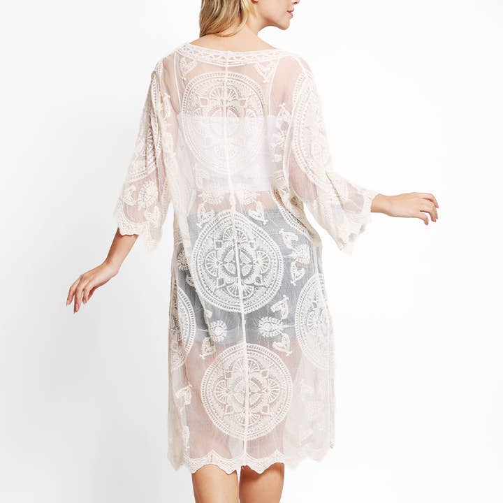 Fashion City - Wholesale Swim Cover Up - Women's - Women's Tie-Knot Lace Cover-Up1
