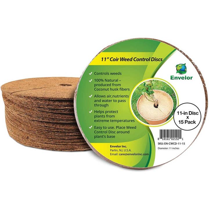 11 Inches Weed Control Discs Coco Tree Rings - 15 Pack for wholesale by Sol Living