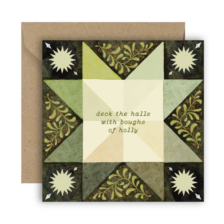 Deck the Halls Folk Christmas Card for wholesale by Lione & Sheikh