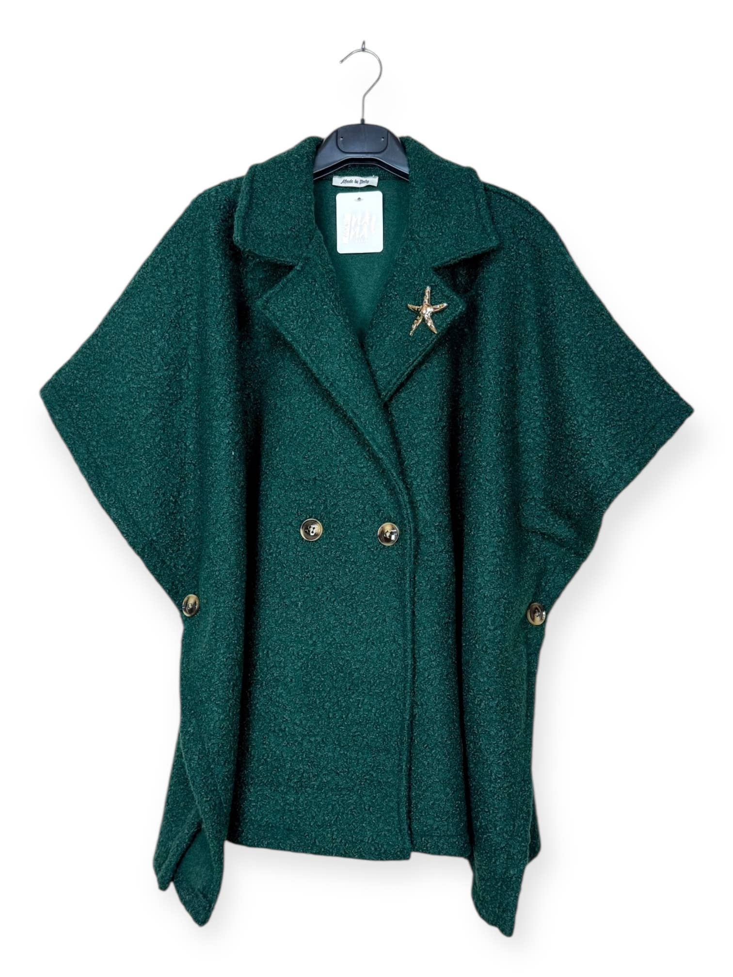 Lucky Nana - Wholesale Coat - Women's - AH 25101 - Double-Breasted Poncho Coat with Brooch2