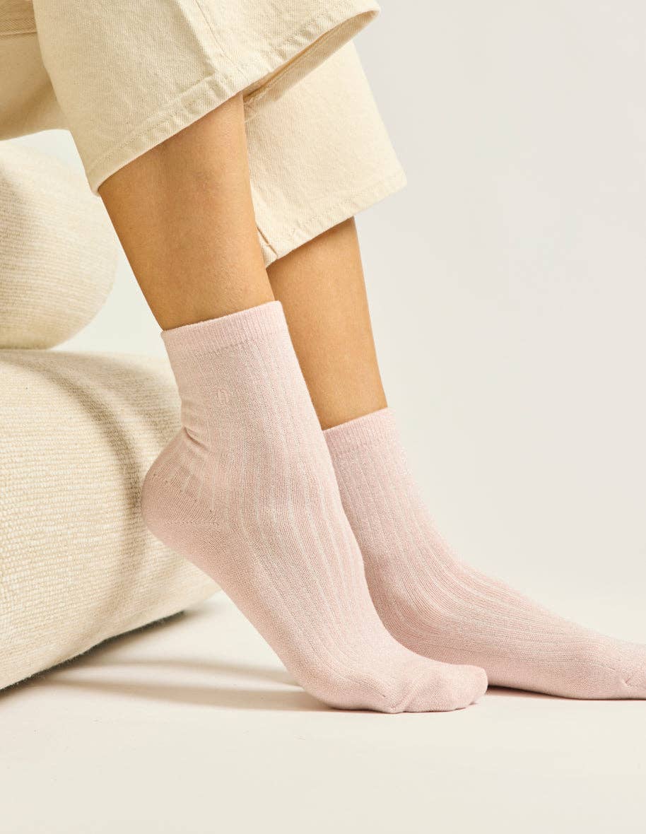 ODAJE – wholesale Strumpor - Dam – Set med 7 par ribbstickade strumpor med glitter2