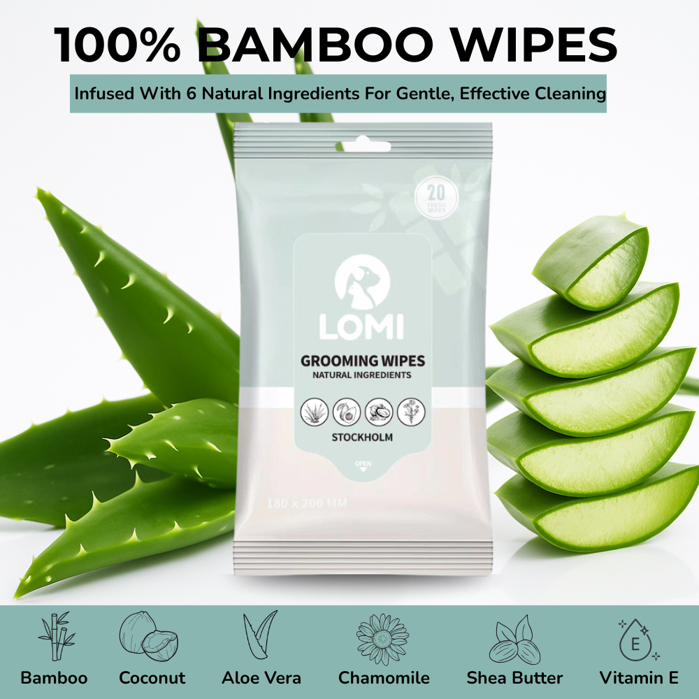 LOMI Pet Care – Engroshandel Pelsplejeprodukter til kœledyr – Hund – Bambus plejeservietter – rejstørrelse3