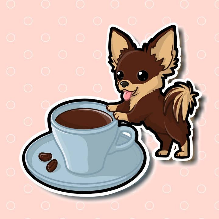 Chihuahua 2 koffiesticker voor wholesale door Mega Kawaii Cuties