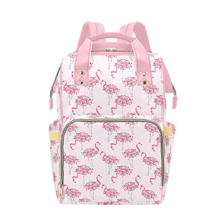 Rosy Flamingo Multifunctional Diaper Backpack Bag for wholesale by Pioneer Kitty Market