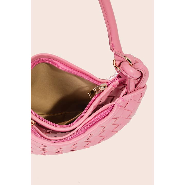 Anarchy Street – wholesale Axelremsväska – Dam – Läderväska med korgflätning i halvmåneform3