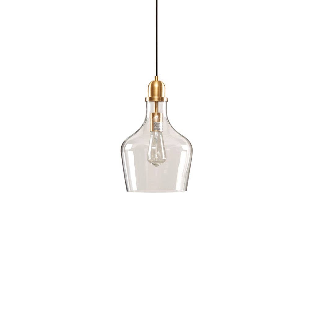 Olliix - Wholesale Chandelier/Hanging Light - Clear Bell Shape Glass Metal Pendant, Gold7