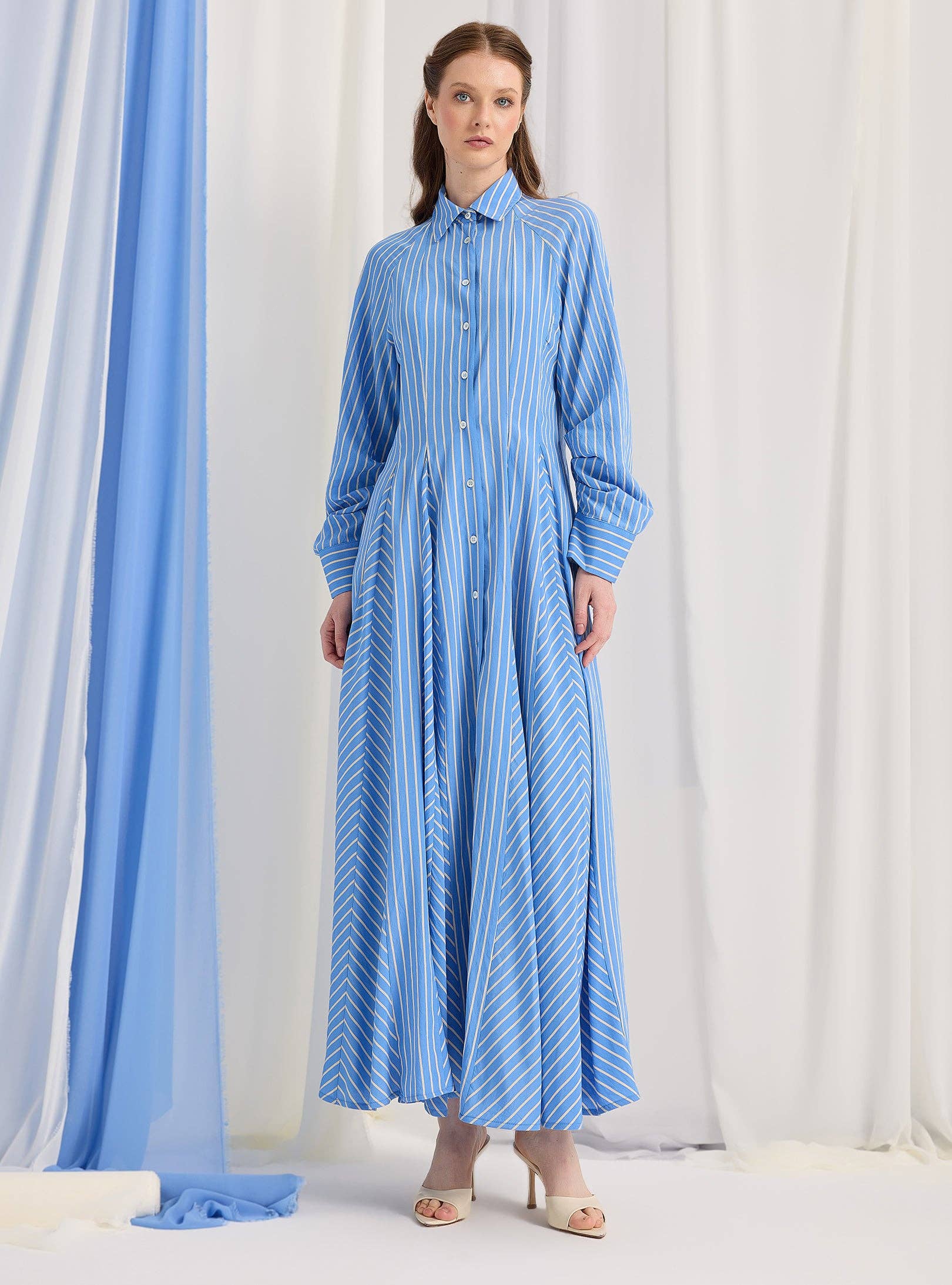Store WF – wholesale Dress – Women's – Blue Stripe Maxi Dress4