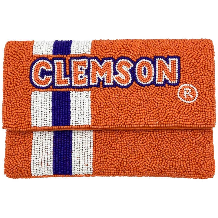 MINI BORSA A TRACOLLA CLEMSON CON PERLINE per la vendita all'ingrosso da parte di Pizzazz, Inc.