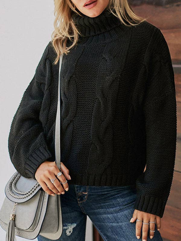 ShieldChic - Wholesale Knit Sweater - Women's - Jacquard High-Neck Long Sleeves Sweater Tops8