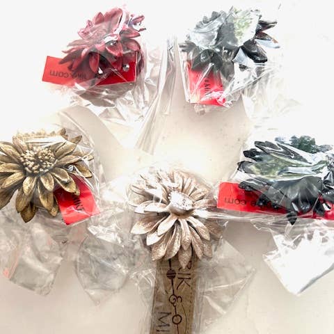 Erik & Mike - Wholesale Cocktail/Statement Ring - Flower Ring Leather sunflower adjustable ring assortment B1