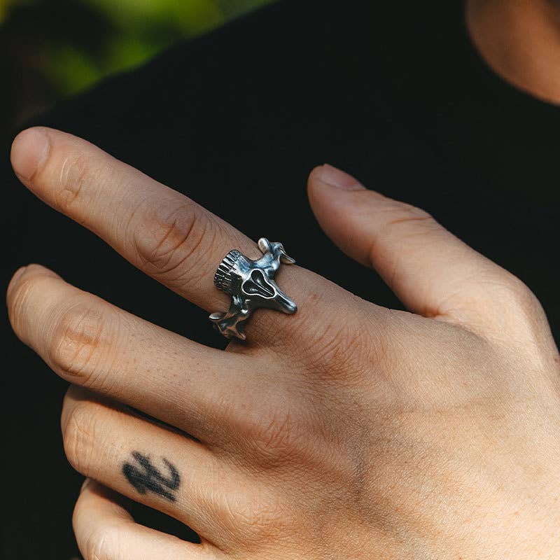 Tourtiwi - Wholesale Cocktail/Statement Ring - Gothic Skull Ghost Face Open Ring0