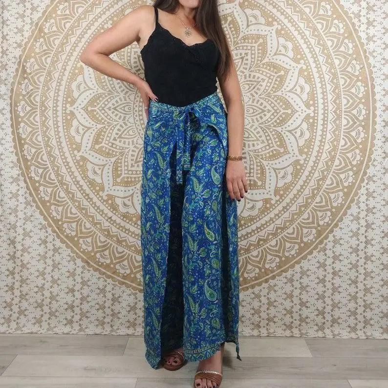 Bhawana Handicrafts - Wholesale Pants - Women's - 5 Piece Lot, Women Thai Pants in Indian Silk Boho Wrap Paint1