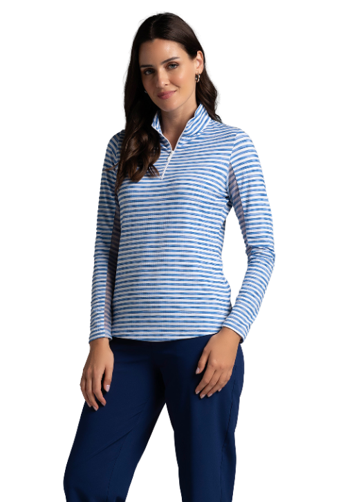 IBKÜL - Wholesale Athletic Top - Women's - Landon Stripe II  Print Long Sleeve Mock Neck Top – 1016412