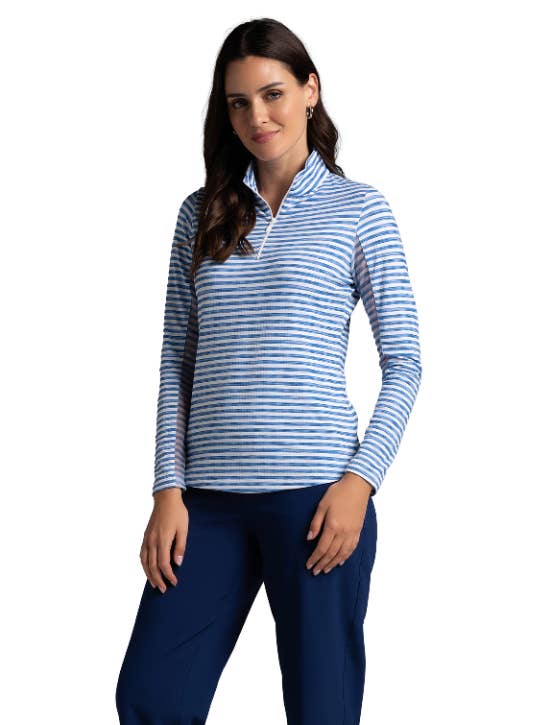 IBKÜL - Wholesale Athletic Top - Women's - Landon Stripe II Print Long Sleeve Mock Neck Top – 1016412