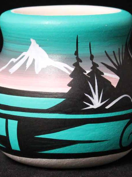 12059 Mountain Rainbow Mini Pot for wholesale by Cedar Mesa Pottery