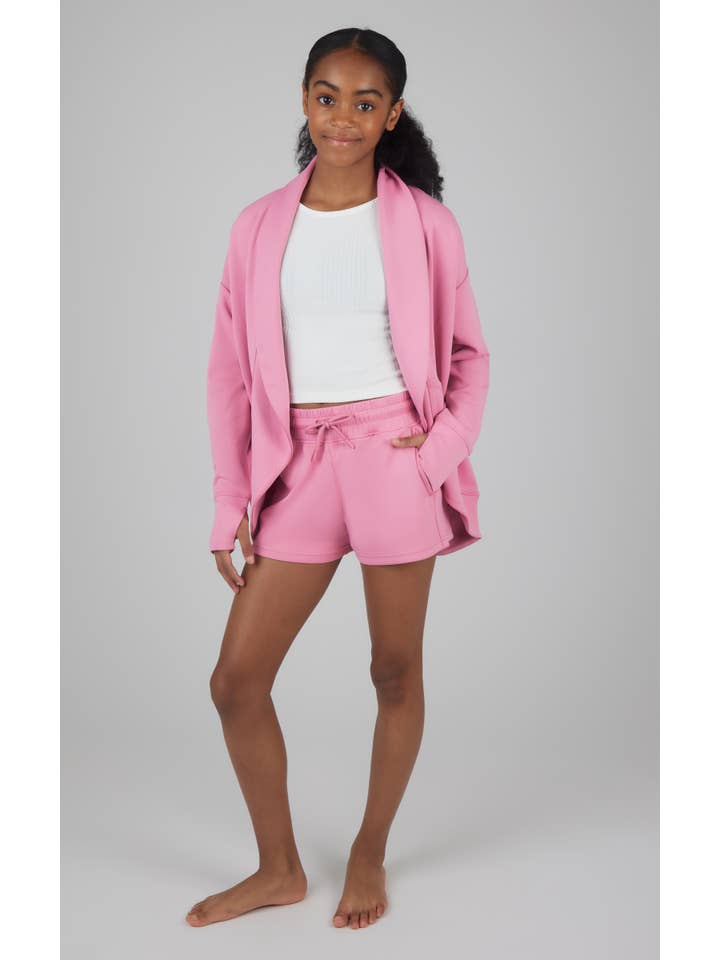 90 Degree by Reflex - Wholesale Top & Short Set - Kids - Girls Scuba Cardigan, Tank Top, Short - 3 PC SET