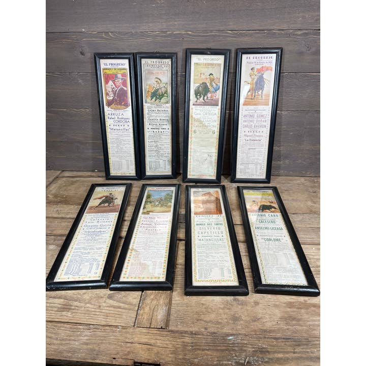 Póster Enmarcado de Corrida de Toros Mexicana Antigua-Original-6x19 in-$30 para venta al por mayor de My Amigos Imports