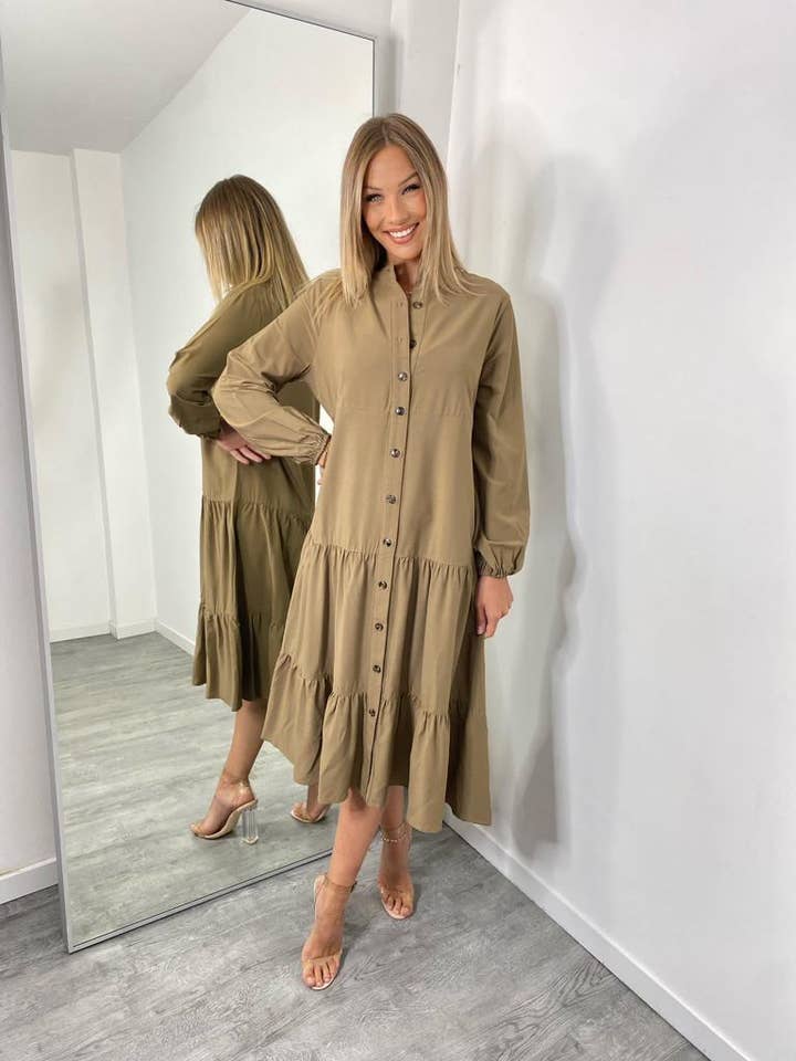 V3447 Vestido viscose por atacado de Amy & Clo Invogue