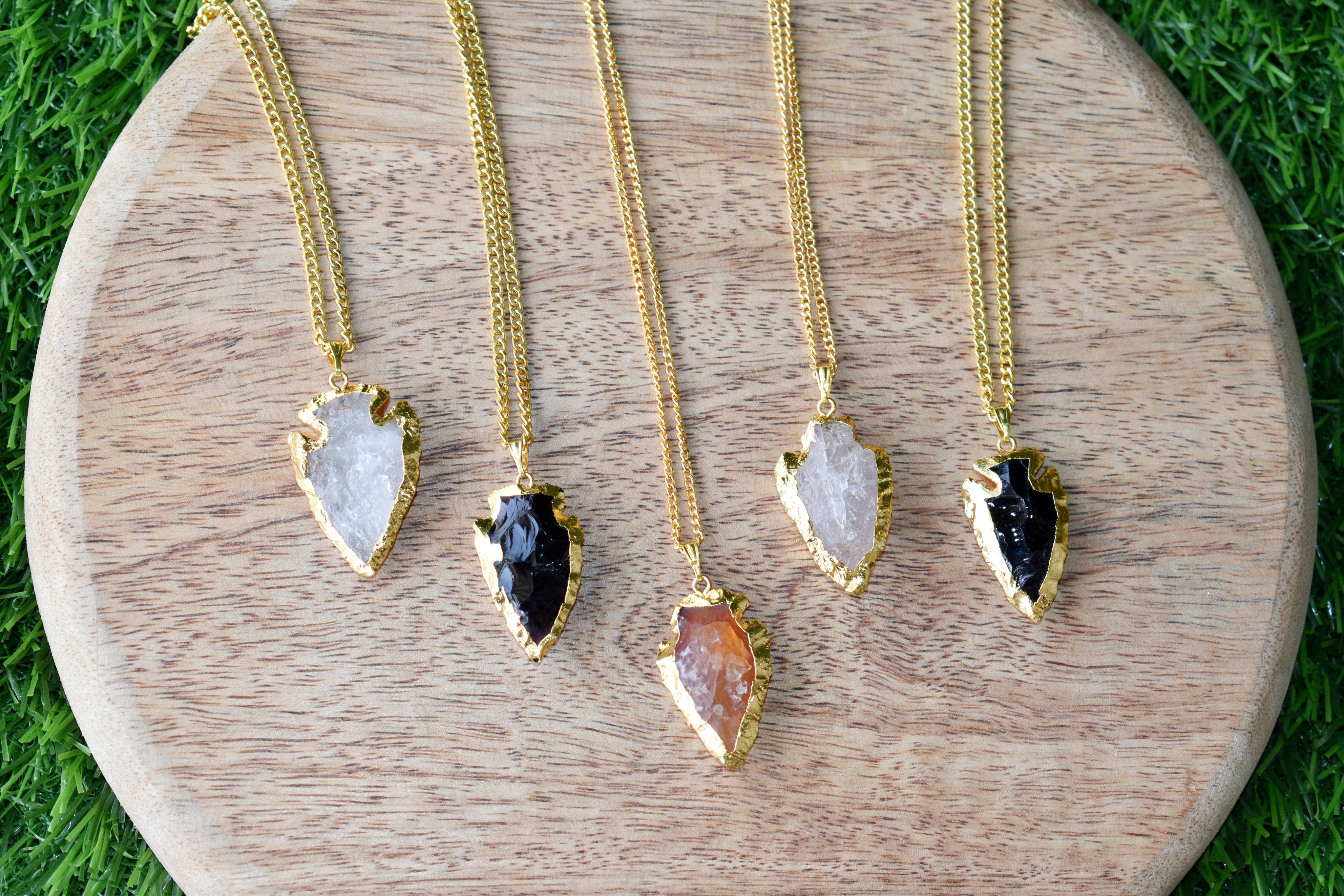 Soothing Crystals - Wholesale Individual Charm/Pendant - Arrowhead Pendant| Electroplated Gold| Genuine Stone Jewelry8