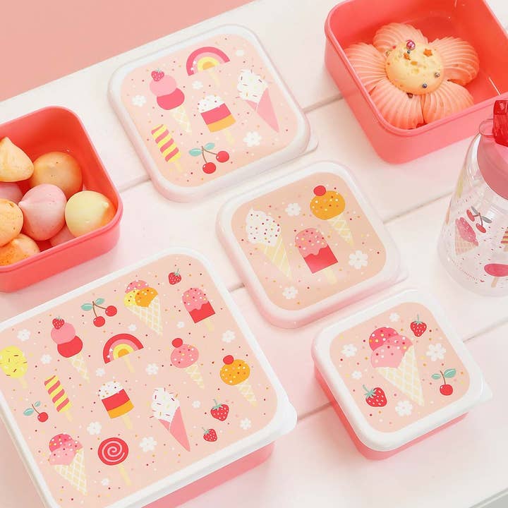 A Little Lovely Company - Wholesale Lunch Bag/Box - Kids - Lunch & snack box set: Ice-cream